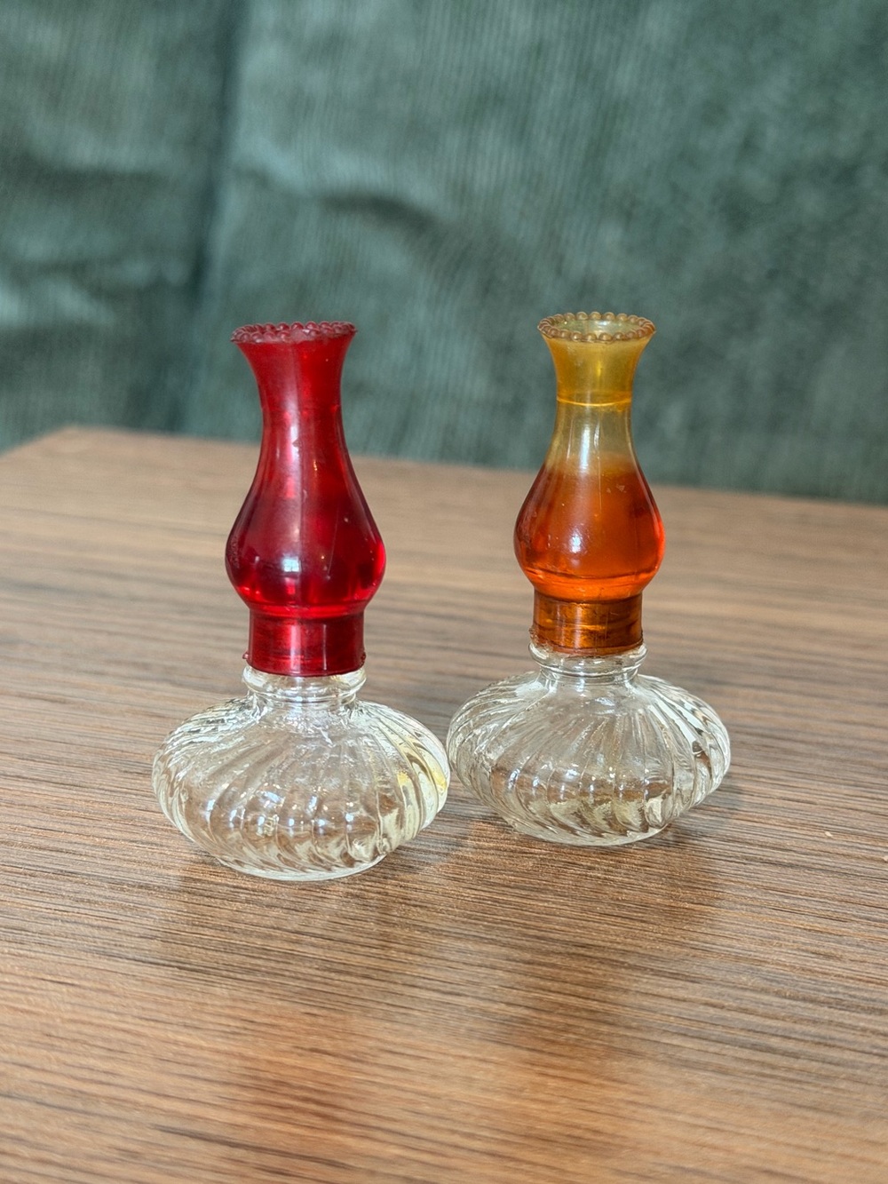 Vintage Mini Perfume Bottles Shaped Like Oil Lamps (set of 2)